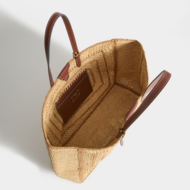 Bow Raffia Tote Bag