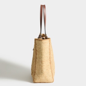 Bow Raffia Tote Bag