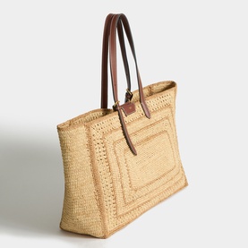 Bow Raffia Tote Bag