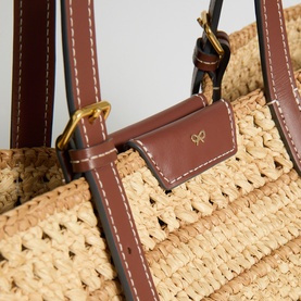 Bow Raffia Tote Bag