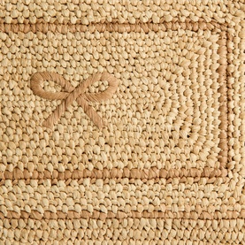 Bow Raffia Tote Bag