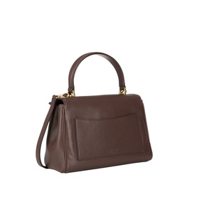 Lauren chestnut brown leather crossbody bag with top handle, back slip pocket, and gold-tone hardware