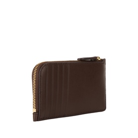 Lauren Small Logo Zip Cardholder in chestnut brown leather with zip-around fastening, card slots, and gold-toned hardware