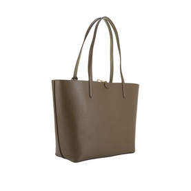 Lauren tote bag in botanic green, structured silhouette with twin top handles and gold-tone hardware, smooth faux leather finish