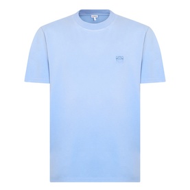 Loewe Tonal Anagram Logo T-Shirt in blue, crew neck, short sleeves, tonal embroidered logo on chest, lightweight cotton