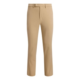 RLX Golf beige men's golf trousers with belt loops, flat front, and tapered leg silhouette