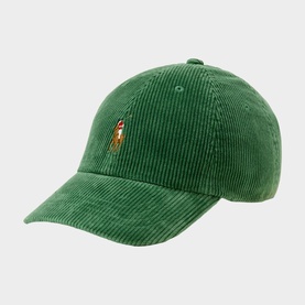 Ralph Lauren Meadow Green corduroy cap with embroidered pony logo, curved brim, structured crown