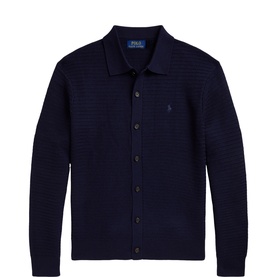 Pony Logo Wool Polo Cardigan
