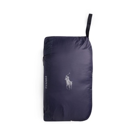 Polo Ralph Lauren navy blue packable travel bag with embroidered polo player logo and top carry handle