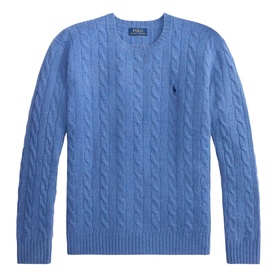 Ralph Lauren cable-knit crew neck jumper in Turquoise Jay Heather with embroidered pony logo