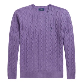 Ralph Lauren cable-knit crew neck jumper in Light Coronet Purple Heather with embroidered pony logo