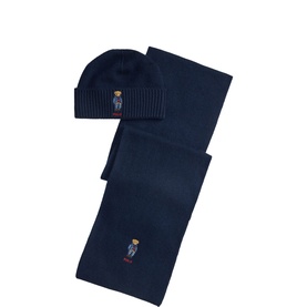 Polo Bear Logo Beanie & Scarf Two-Piece Set