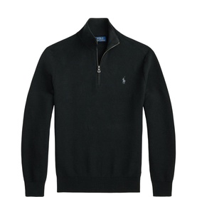 Ralph Lauren Half Zip knit jumper in Polo Black with quarter zip neck and embroidered pony logo