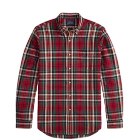 Ralph Lauren regular fit shirt in multi red tartan plaid, button-down collar, chest pocket, long sleeves