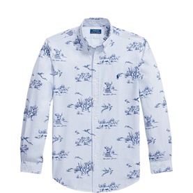 Dog & Pheasant Logo Striped Oxford Shirt