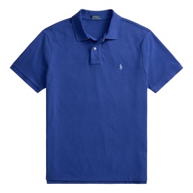 Ralph Lauren Slim Polo in Blue Yacht, short sleeve piqu&eacute; cotton with two-button placket and embroidered pony logo