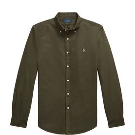 Pony Logo Slim Fit Garment-Dyed Oxford Shirt