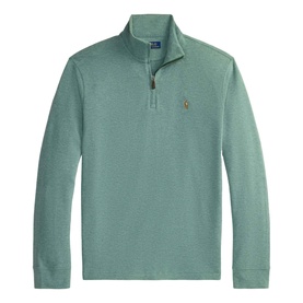 Ralph Lauren pine heather quarter-zip sweatshirt with ribbed collar and embroidered pony logo