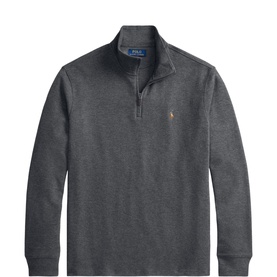 Ralph Lauren Barclay Heather half-zip sweatshirt with ribbed collar and embroidered pony logo
