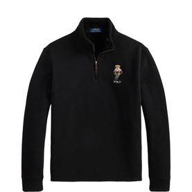 Ralph Lauren Polo Bear quarter-zip sweatshirt in Polo Black with embroidered bear motif on chest