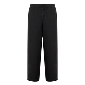 Wax London Glencoe Linen Trousers in black, mid-rise straight leg with button fastenings and side pockets