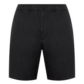 Wax London Kurt Linen Shorts in black, mid-rise straight leg with button fastening and side pockets, 100% linen