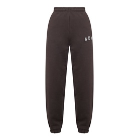 Adanola ADA Logo Sweatpants in Coffee Bean, slim-leg joggers with elasticated waistband, cuffed ankles and ADA logo print