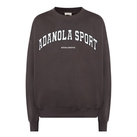 Adanola AS Logo Oversized Sweatshirt in Coffee Bean, crew neck with ribbed trims and Adanola Sport logo print across chest