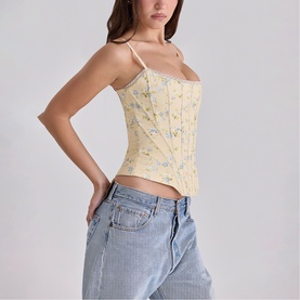 Cadie Floral Cinch Corset Top