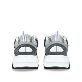 Arne white and grey chunky trainers, rear view showing mesh upper, suede panels, and thick white sole