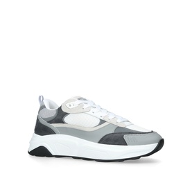 Arne white chunky trainers with grey suede and mesh panels, white lace-up front, and black rubber sole
