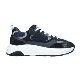 Arne blue chunky trainer with mesh and suede panels, grey accents, and thick white sole