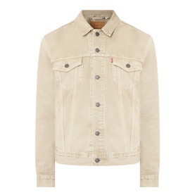 Levis The Trucker Denim Jacket in Yellow Sand, classic collar, button fastening, chest flap pockets, signature red logo tab, 100% cotton