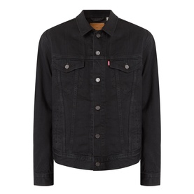 Levis Casual Jacket in Berk Night black denim, button-front with chest pockets and classic trucker collar