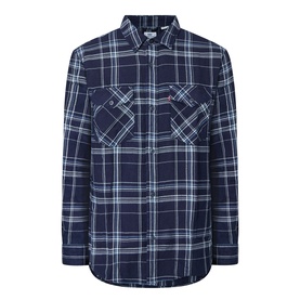 Levi's Reg Shirt in Pier 100 Indigo plaid check, long sleeve with two chest pockets and button front