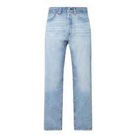 Levis 501&reg; Loose Jeans in light blue wash, straight-leg cut, five-pocket styling, button fly, and clean hems
