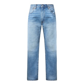 Levi's 555 Relaxed Straight Leg Jeans in Indigo Champion, mid-rise, straight-cut leg, five-pocket design with contrast stitching and red logo tab