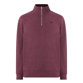 Levi's quarter-zip sweatshirt in winetasting marl French terry cotton, with funnel neck and silver zip