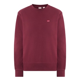 Levis tawny port crew neck sweatshirt with small red logo tab, ribbed cuffs and hem, 100% cotton
