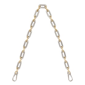 Loewe chain bag strap in silver and gold-tone brass, featuring alternating oval links with lobster clasp fasteners at each end