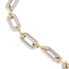 Loewe silver and gold two-tone brass paperclip chain link bracelet with alternating rectangular and round links