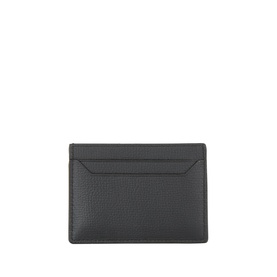 Loewe black calfskin cardholder, back view, minimal envelope-style design with textured leather finish