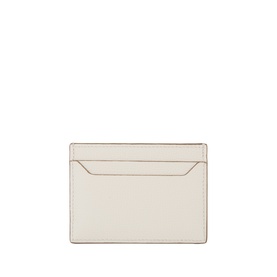 Loewe Light Ghost Grey calfskin cardholder with slim profile, single card slot and contrast edge stitching detail.