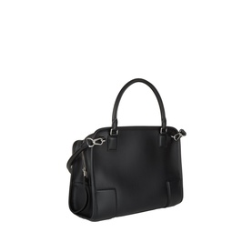 Loewe Amazona 180 Medium Top Handle Bag in black smooth calfskin, silver-tone hardware, dual top handles and zip fastening