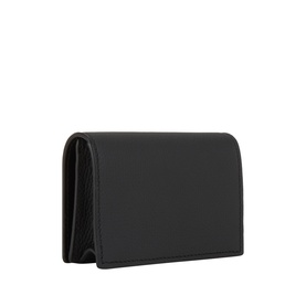 Loewe small wallet in black calfskin with gold-tone hardware, structured rectangular silhouette with tri-fold design