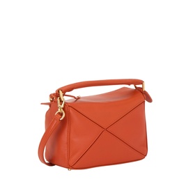 Loewe Puzzle small deep saffron nappa leather top handle bag with gold-tone hardware and detachable shoulder strap