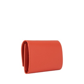 Loewe Pebble Small Vertical Wallet in Sunrise Orange smooth calfskin, flap design with snap button fastening and silver-tone hardware