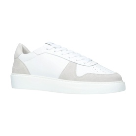 Arne white leather and suede panel lace-up trainers with thick white sole