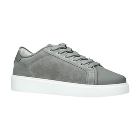 Arne grey suede and leather lace-up trainer with thick white flatform sole
