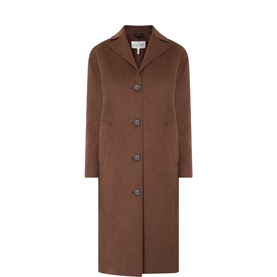Part Two Downtown Brown wool-blend coat in single-breasted style with notch lapels and button front, midi length